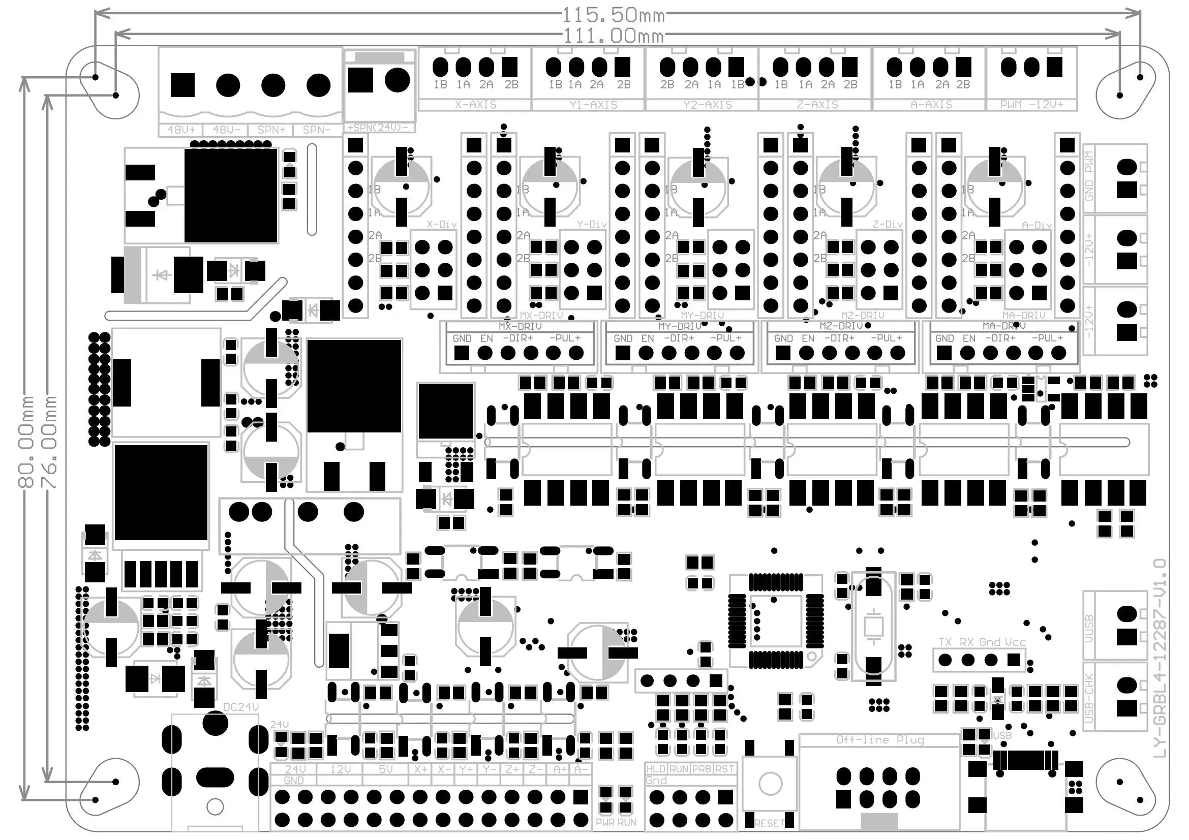 4 tengelyes 32 bites GRBL vezérlő A4988/8825 illesztőprogram-támasztó lézerorsó CNC gravírozógéphez