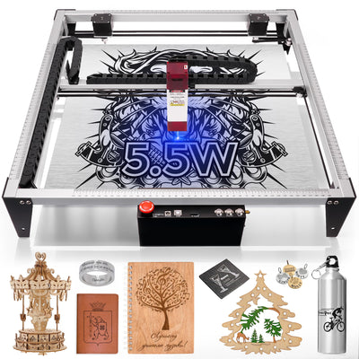 Laser Engraver, 5500mW Output Power, CoreXY High-speed Structure,Two-axis Full Linear Guide Rail Design