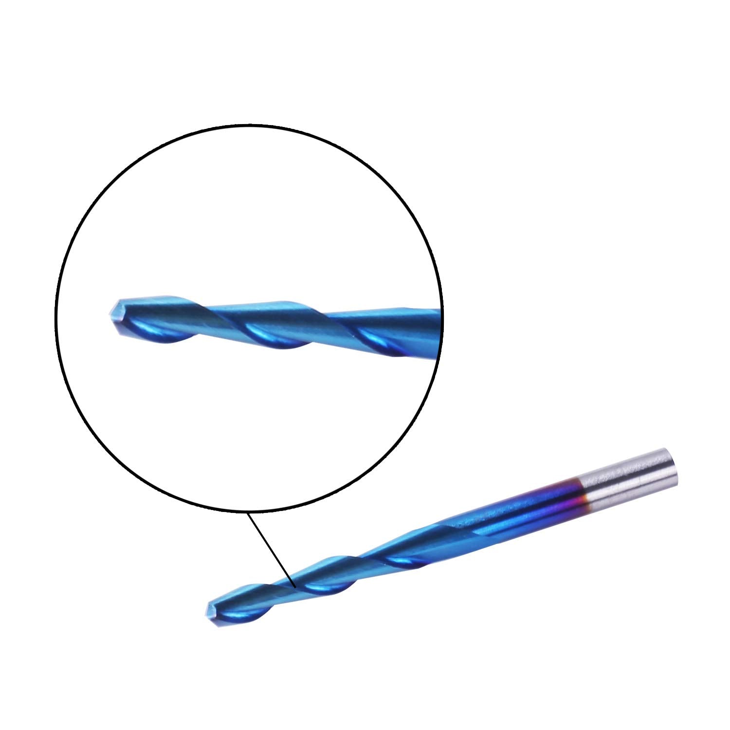 LUNYEE Lot de 10 fraises à bout plat à revêtement bleu Nano CNC, tige de 1/8" en spirale à 2 cannelures (3,175 x 17 x 38 mm) 