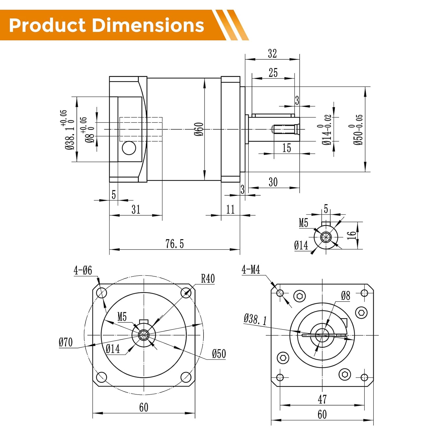 LUNYEE Planetary Gear Reducer Gear Ratio 10:1 Nema 23 Gearbox 7 arc-min for 8mm Shaft Nema 23 Stepper Motor for CNC Router Benchtop Lathe Machine/3D Printer