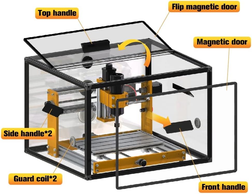 LUNYEE Acrylic CNC Case - Improved Protection, Dustproof, Cutting Noise Reduction, Compatible with 3018 Pro Max/3018 Pro Ultra