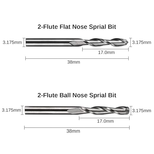 LUNYEE 40db végmaró CNC maró bitek, 1/8" szárú CNC maró maró faragó bitkészlet 