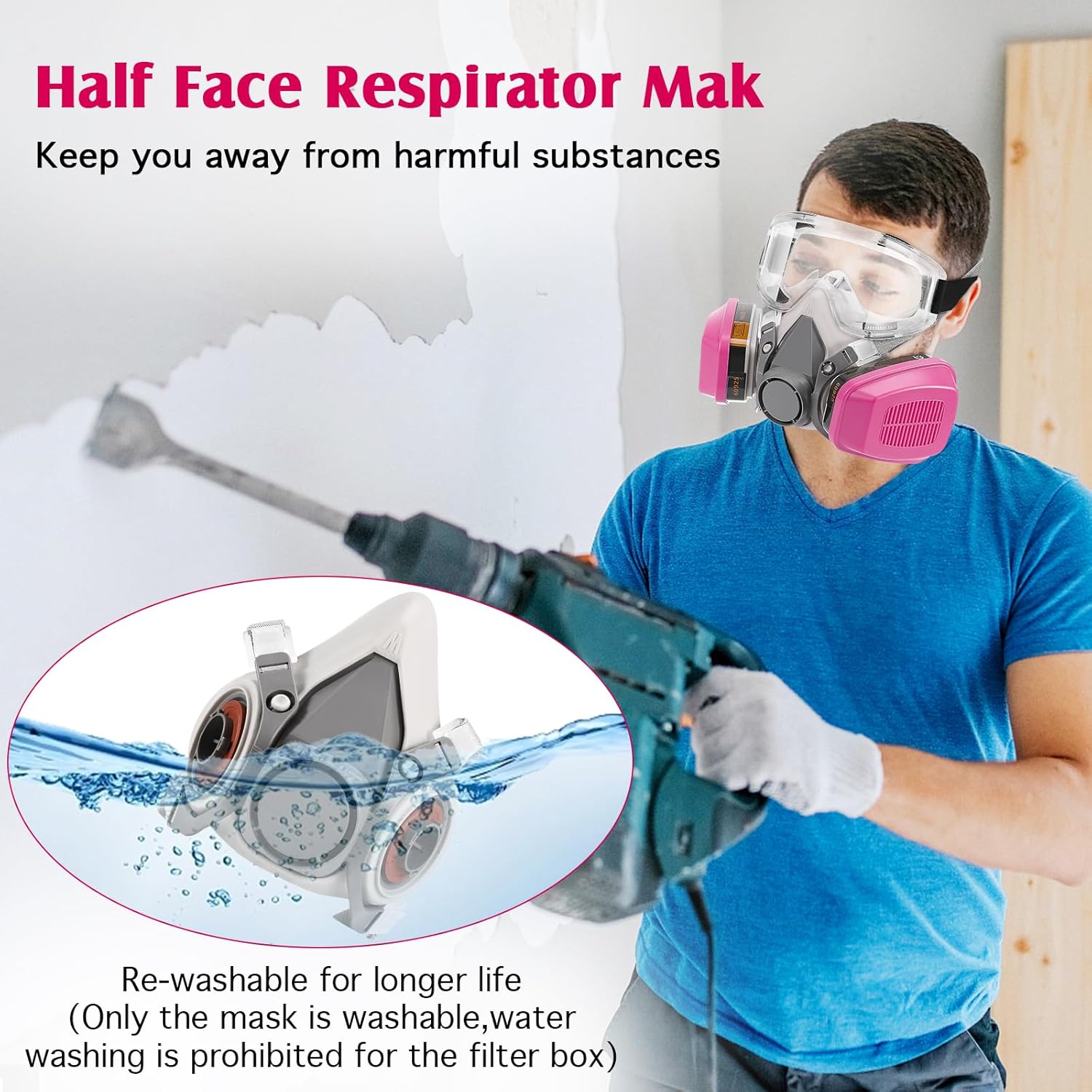 Active Carbon Gases Chemical Respirator - for Vapor,Paint,Dust,Formaldehyde,Sanding,Polishing,Spraying,Machine Polish