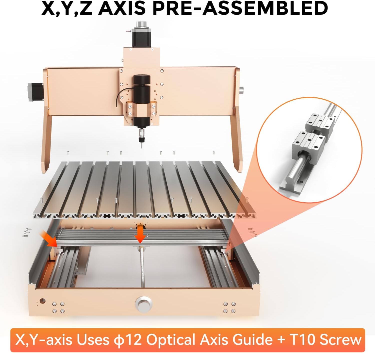 LUNYEE 4040 Turbo CNC Router Machine, 500W All-Metal Upgraded Linear Rail 3-Axis Engraving Milling Cutting Machine GRBL Control for Wood Metal Acrylic