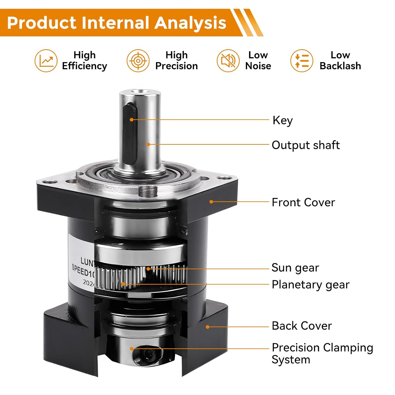 LUNYEE Planetary Gear Reducer Gear Ratio 10:1 Nema 23 Gearbox 7 arc-min for 8mm Shaft Nema 23 Stepper Motor for CNC Router Benchtop Lathe Machine/3D Printer