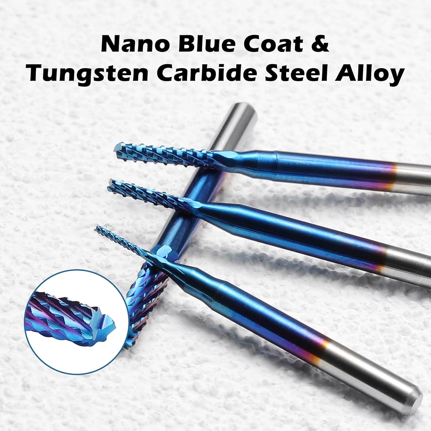 LUNYEE 10 db Nano Blue Coat End Mill CNC marófej, 0,8-3 mm, 1/8" szár 