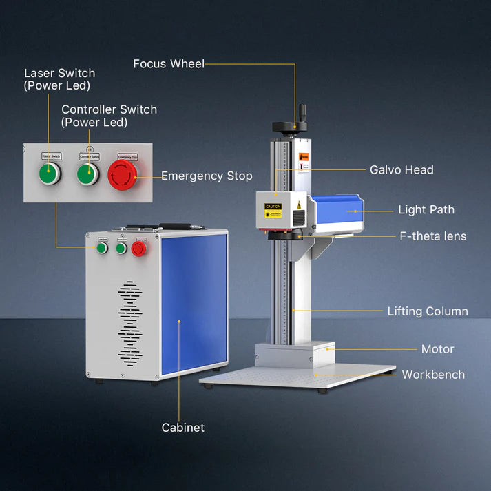 LUNYEE 50W (50,000mW) Raycus Class 2 Fiber Laser Marking Machine Engraver Metal Tainless Steel for Metal Marking (7.9"x7.9")