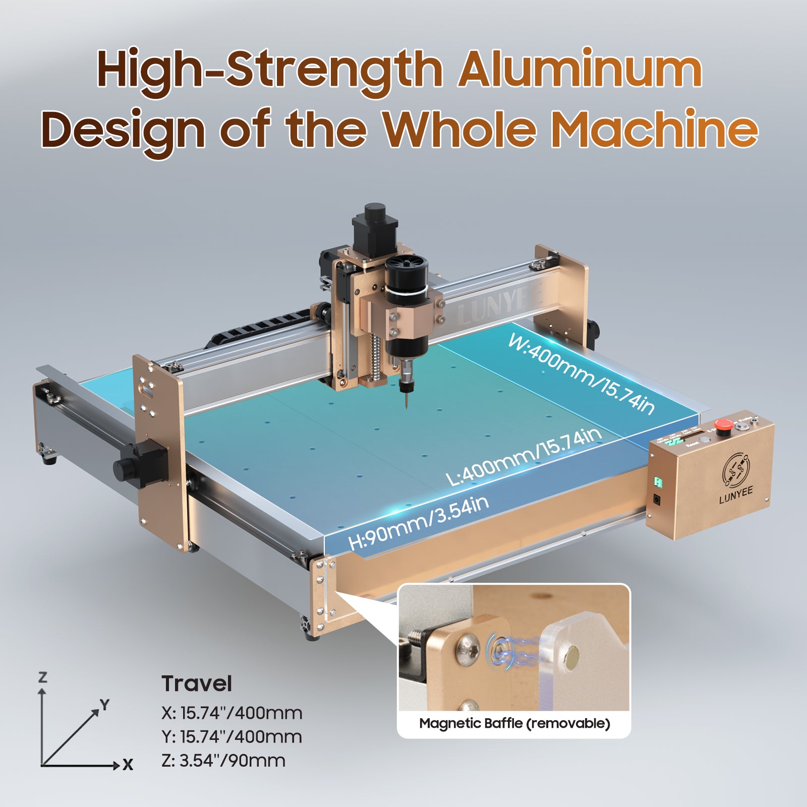 LUNYEE 4040 Pro CNC Router Machine,Upgraded 3-Axis Engraving All-Metal CNC Machine