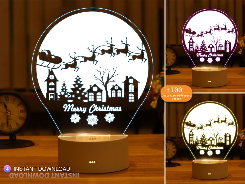 Snow Globe Night Light Acrylic SVG,DXF, Christmas Gift, Laser Cut, CNC Cutting, Svg, Dxf, Cdr, Ai, Digital Vector Files