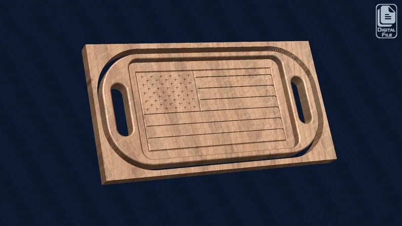 US Flag Tray with Handles - CNC Files for Wood (svg, dxf, eps, ai, pdf)