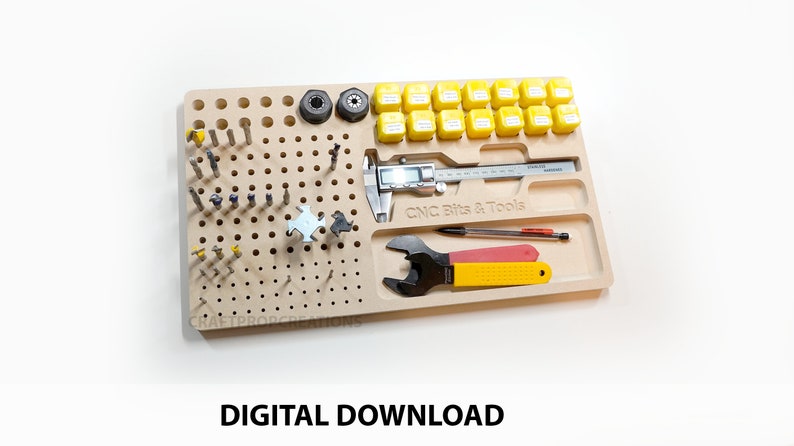 DIY Router Bits Tray Pattern Template (CNC FILES) - Tool Organization, Wooden tray, Collet Tray, VCarve, svg, Dxf, eps, ai, pdf