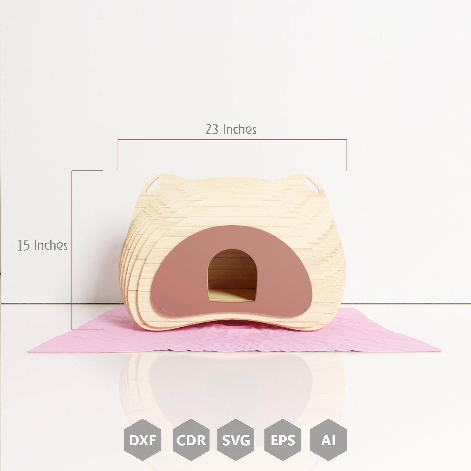 parametric design Cathouse pet house svg template dxf files for cnc routing laser cutting digital download