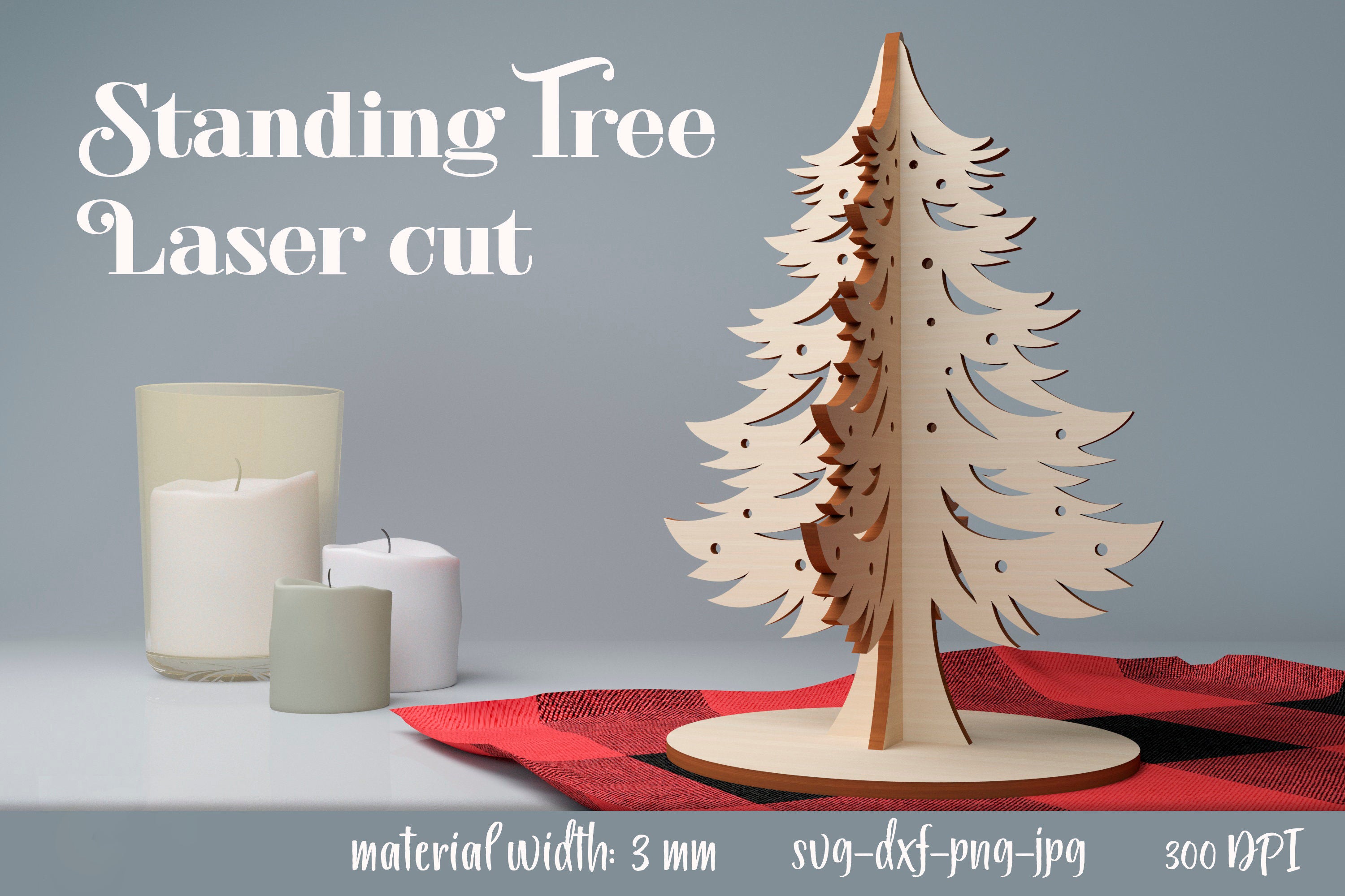 Christmas tree stands laser cut bundle, standing christmas trees 3D lasercut, pine trees laser, Christmas tree decor SVG