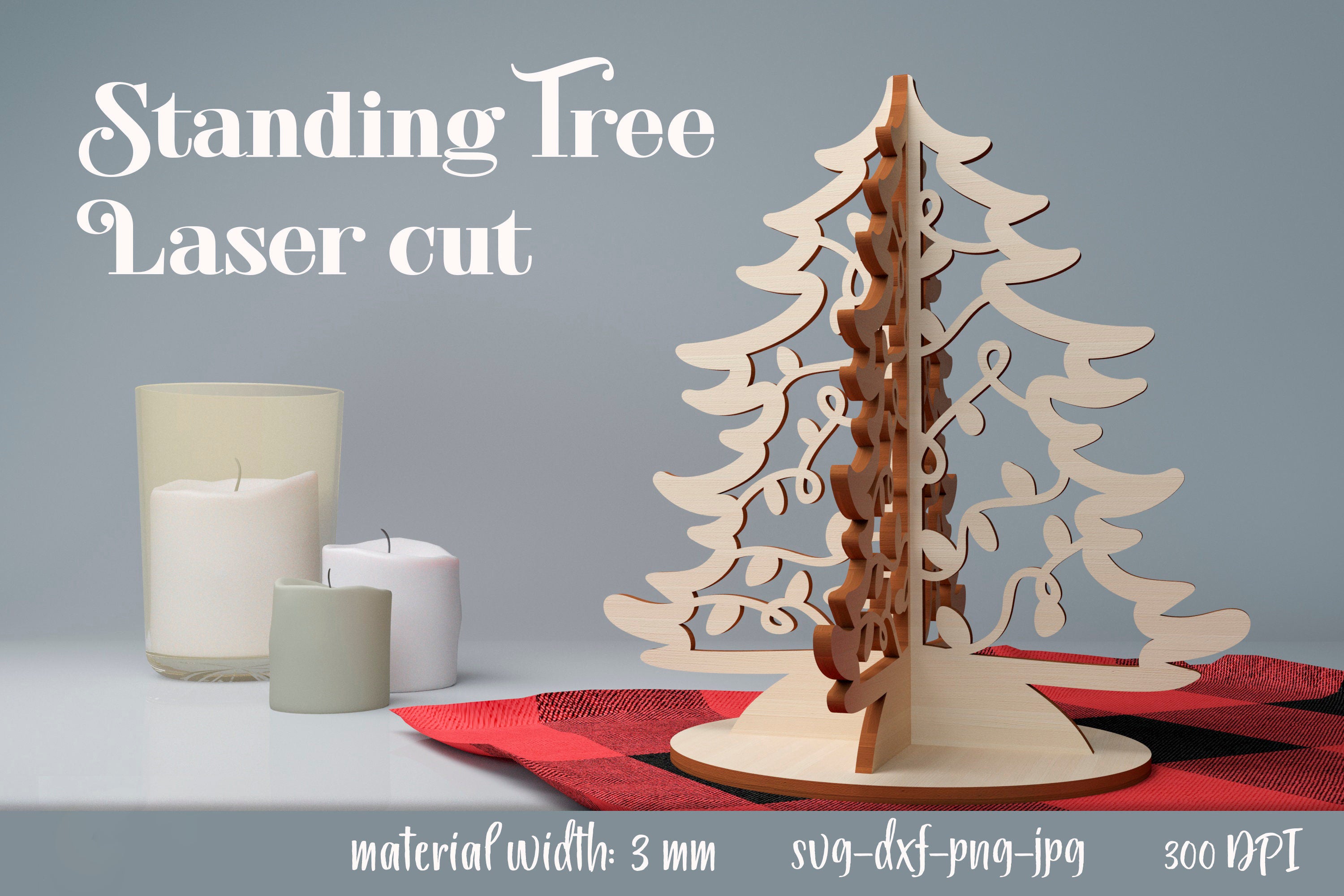 Christmas tree stands laser cut bundle, standing christmas trees 3D lasercut, pine trees laser, Christmas tree decor SVG