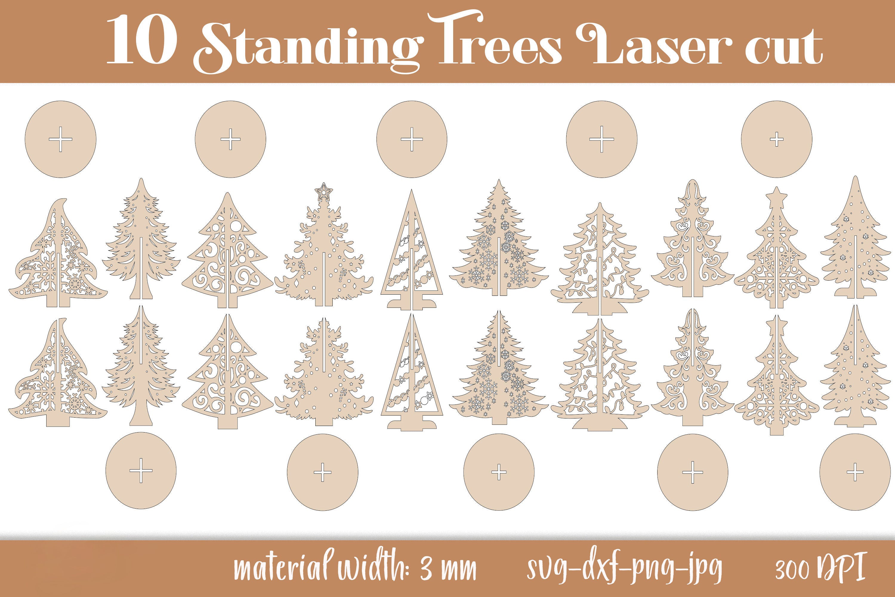 Christmas tree stands laser cut bundle, standing christmas trees 3D lasercut, pine trees laser, Christmas tree decor SVG