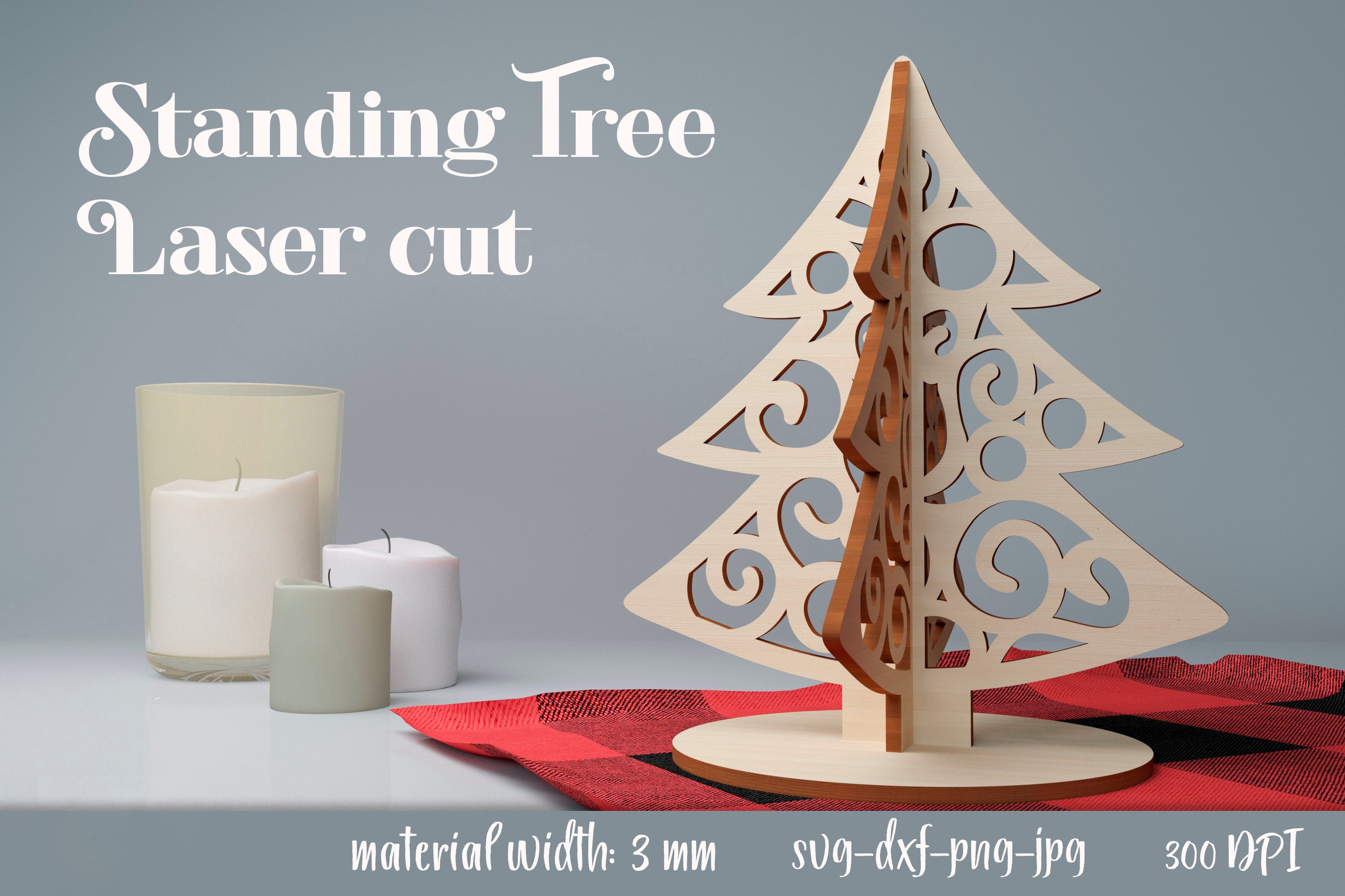 Christmas tree stands laser cut bundle, standing christmas trees 3D lasercut, pine trees laser, Christmas tree decor SVG