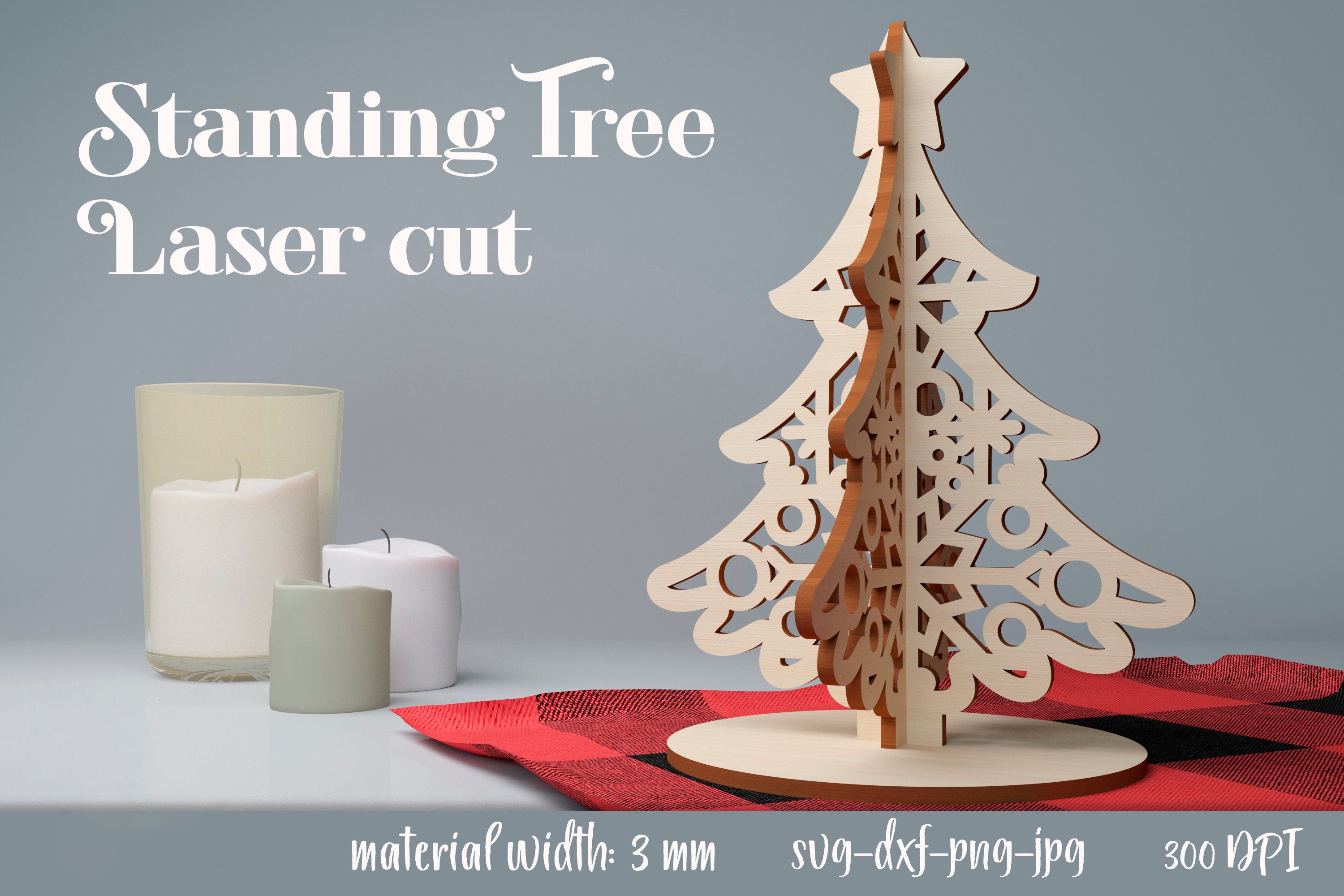 Christmas tree stands laser cut bundle, standing christmas trees 3D lasercut, pine trees laser, Christmas tree decor SVG