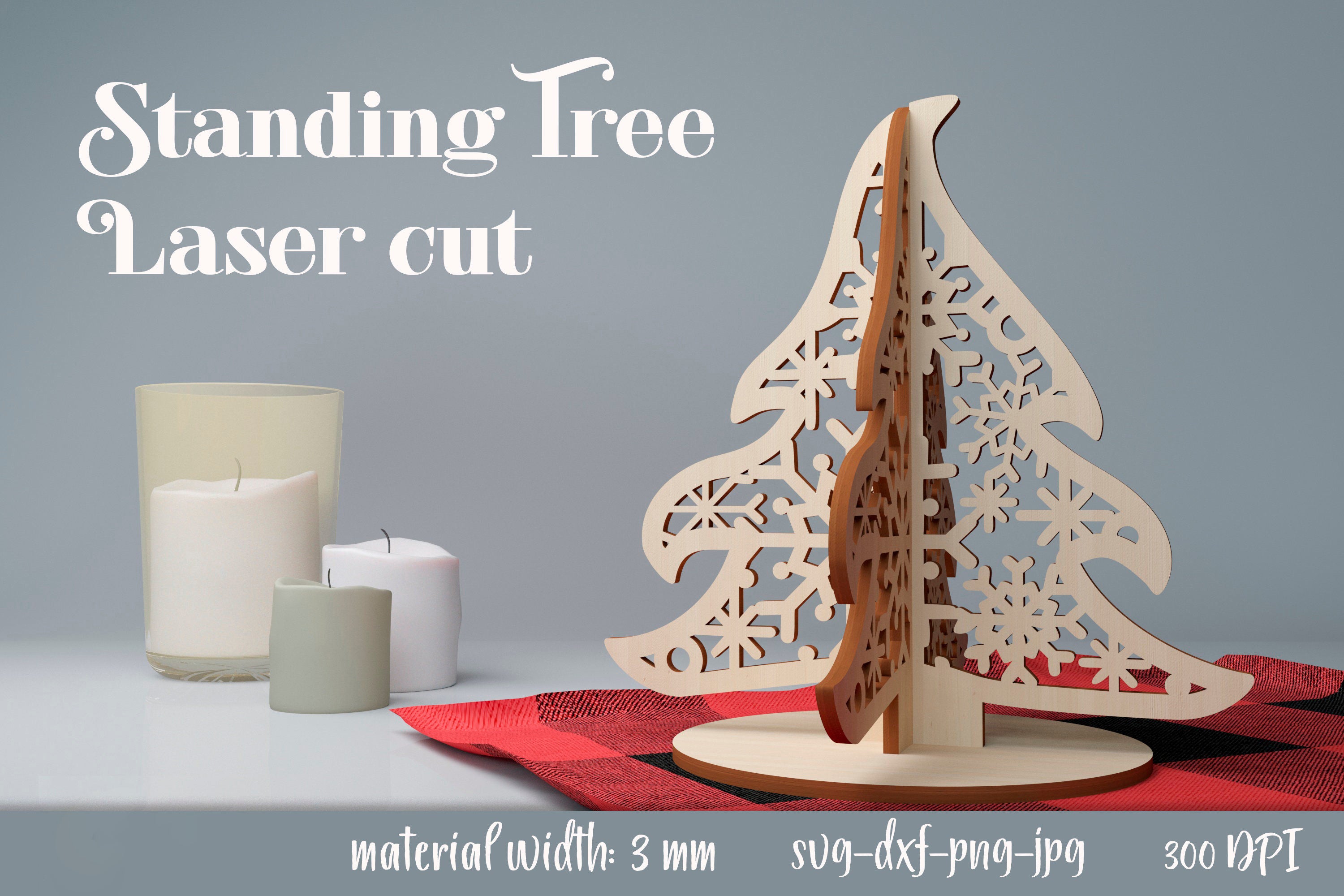 Christmas tree stands laser cut bundle, standing christmas trees 3D lasercut, pine trees laser, Christmas tree decor SVG