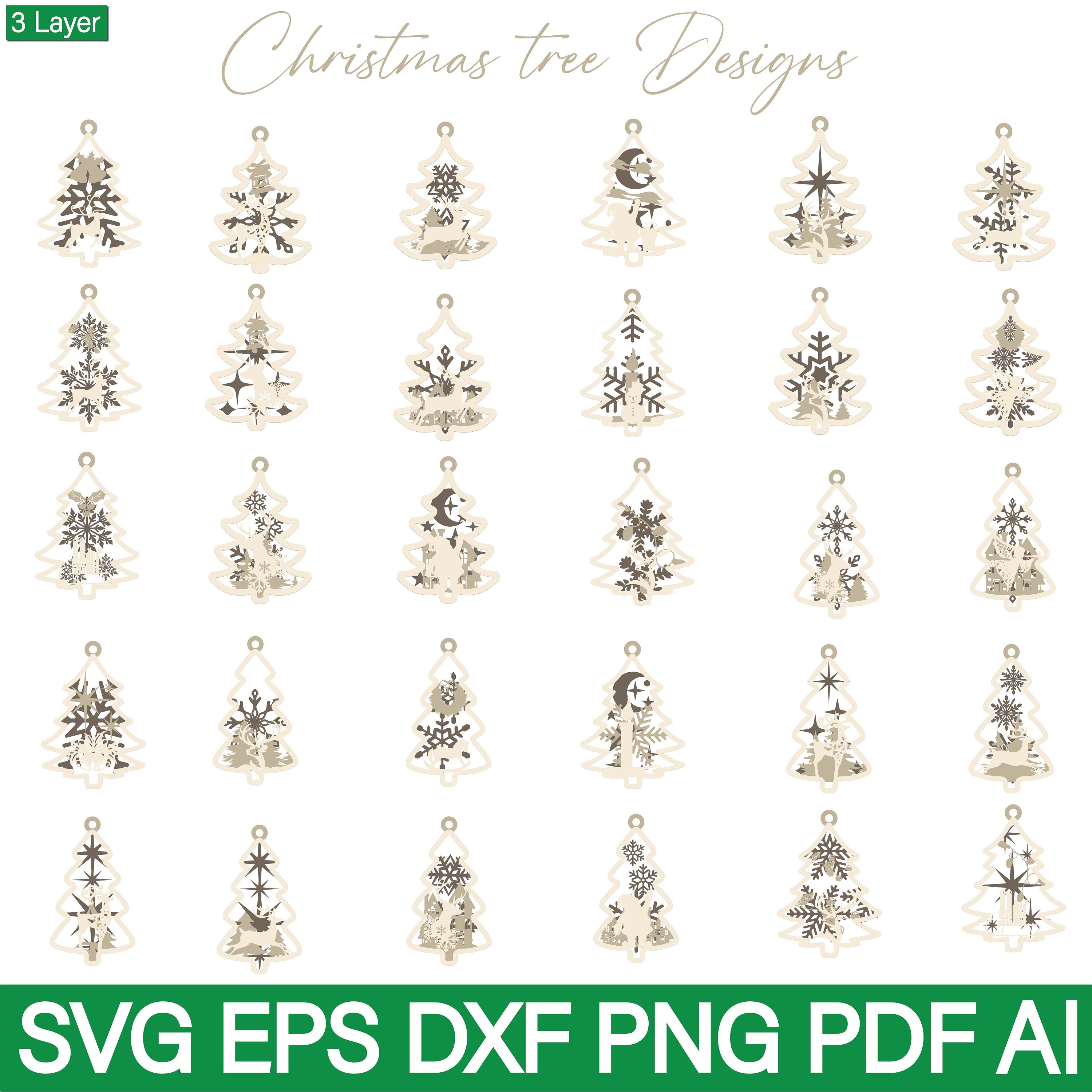 Christmas Balls Tree Decorations Craft Hanging SVG, Christmas Ornaments SVG, Ornament svg files, christmas laser cut files, 3 layer ornament