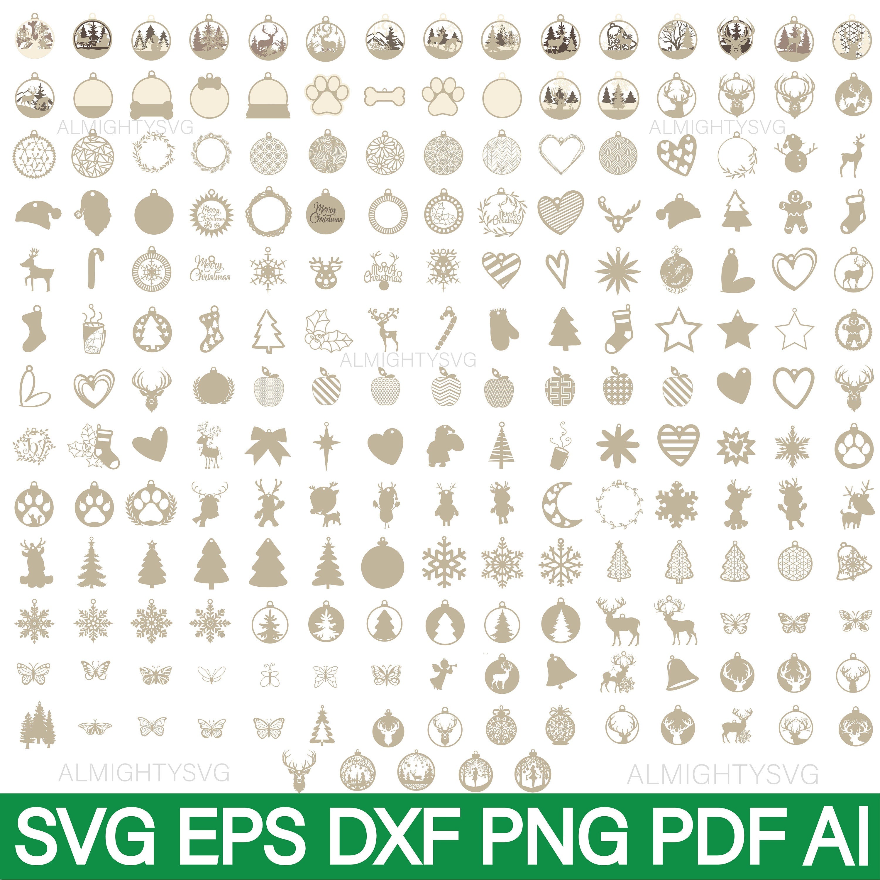 Christmas Balls Tree Decorations Craft Hanging SVG, Christmas Ornaments SVG, Ornament svg files, christmas laser cut files, 3 layer ornament