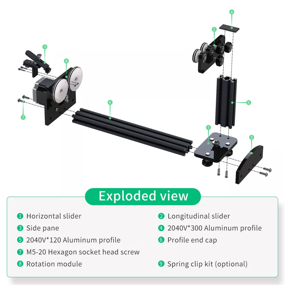 Accessoire de graveur à axe rotatif à rouleau laser LUNYEE pour machine de gravure laser à colonne 