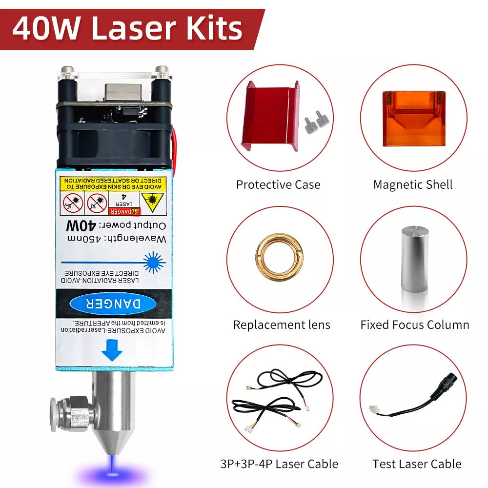 40 W-os lézermodul légsegéddel 450 nm CNC lézeres vágógép barkácsszerszámokhoz