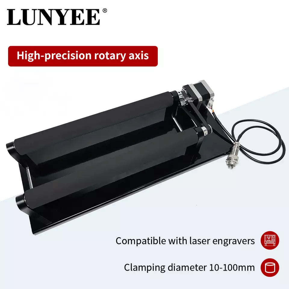 LUNYEE Laser Engraver Y-axis Rotary Roller Engraving Module for Cylindrical Objects